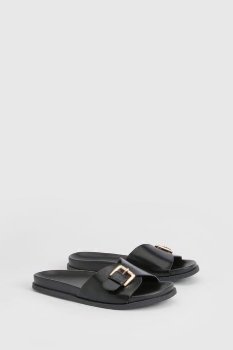 Wide Fit Buckle Detail Strap Sliders - Image 3