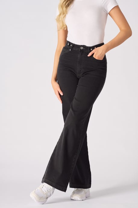 Womens High Rise Sculpt Wide Leg Jeans Black - Image 1