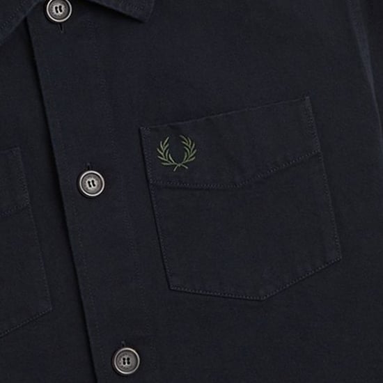 Fred Perry Plain Black Twill Over Shirt Jacket - Image 3