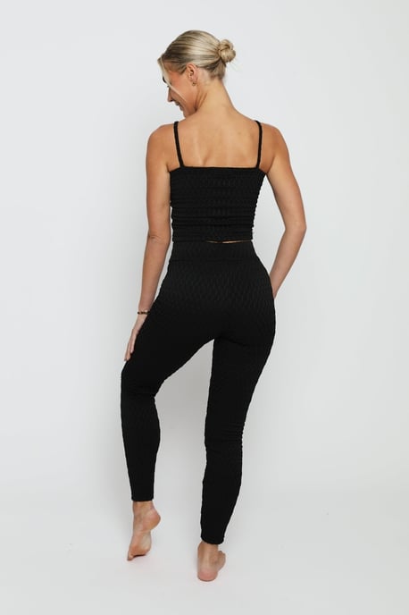 Womens Bubble Effect Leggings Black - Image 3