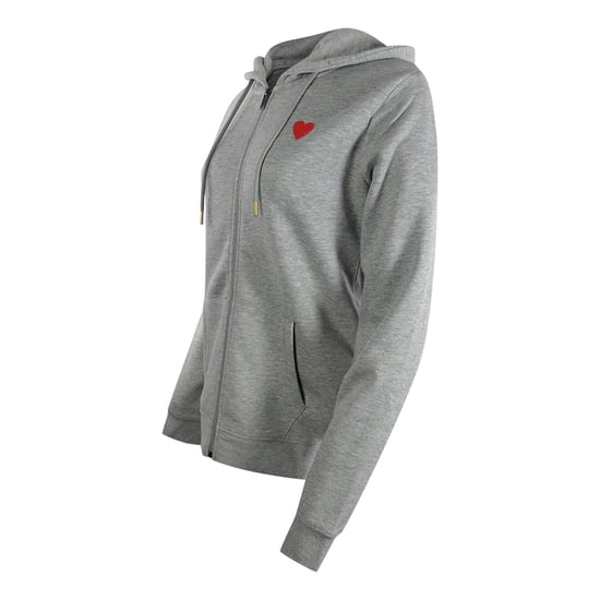 Love Moschino Small Red Heart Logo Grey Zip Hoodie - Image 2