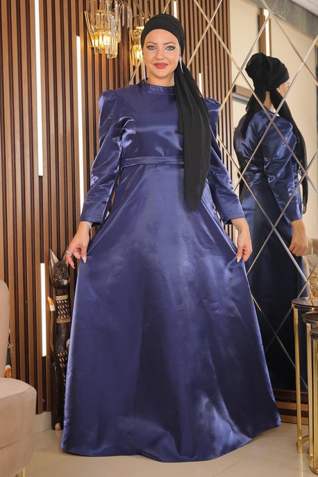 Axel Veckad Plus size Aftonklänning Indigo - Image 2