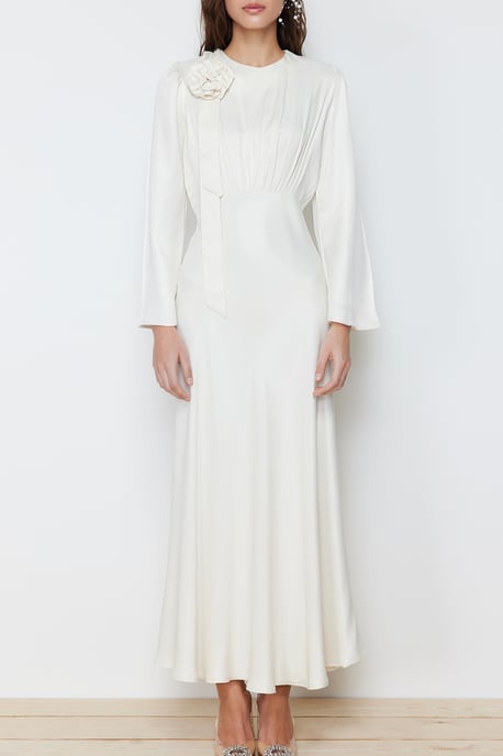 Enfärgad maxi-lång elegant/nattlig aftonklänning för kvinnor - Image 3
