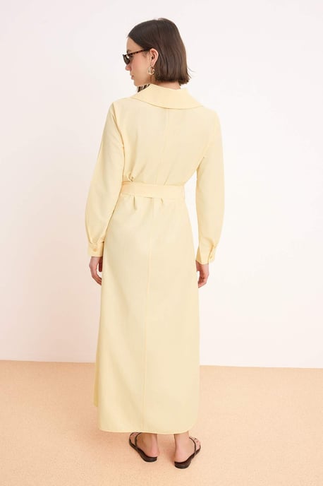 Marinblå platt maxilång klänning med A-linjeformad hijab för kvinnor - Image 3