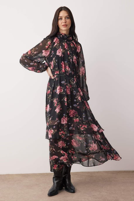 Zwarte maxi-jurk voor dames, geschikt voor avond- of dagelijks gebruik. - Image 1