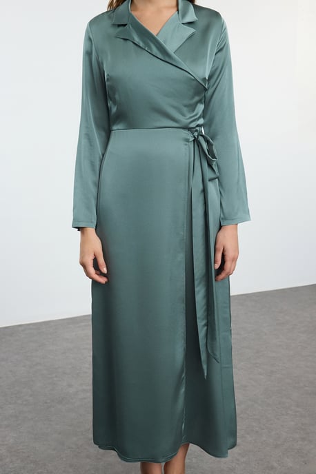 Grön rak LÅNG LÅNG Dag- och nattklänning med hijab-mönster - Image 2