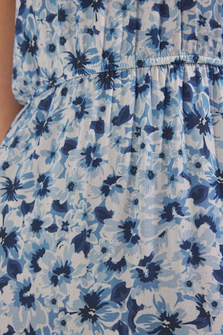 Marineblauwe maxi-jurk met paisleyprint voor dames, zonder mouwen, geschikt voor casual en dagelijks gebruik. - Image 2