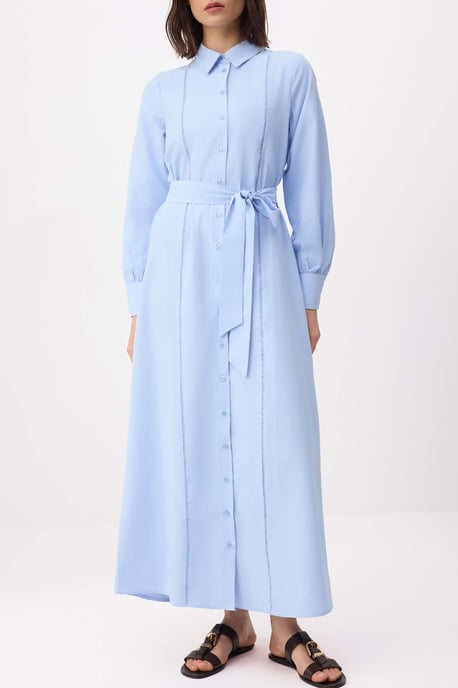 Marinblå platt maxiklänning med A-linjeformad hijab för kvinnor - Image 2