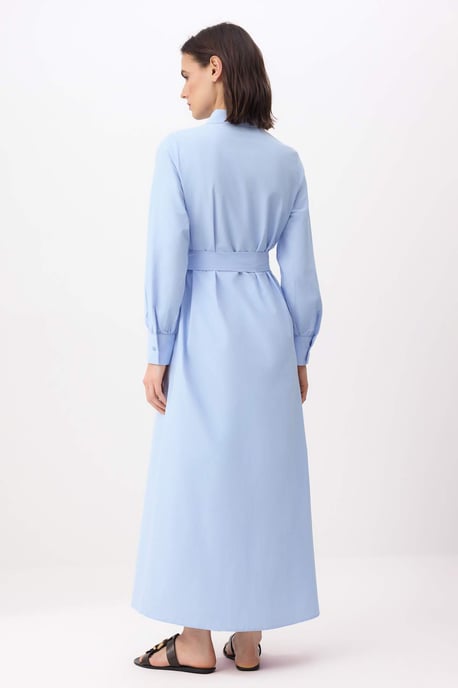 Marinblå platt maxiklänning med A-linjeformad hijab för kvinnor - Image 3