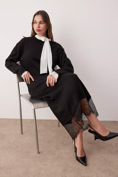 Damklänning med platt maxi-lång, avslappnad/fritidsklänning med A-linjeformad hijab - Image 1