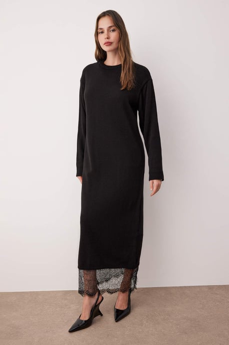 Damklänning med platt maxi-lång, avslappnad/fritidsklänning med A-linjeformad hijab - Image 4