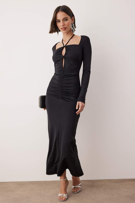 Unifarben Maxilång Cocktailklänning med Bodycon-motiv för kvinnor - Image 4