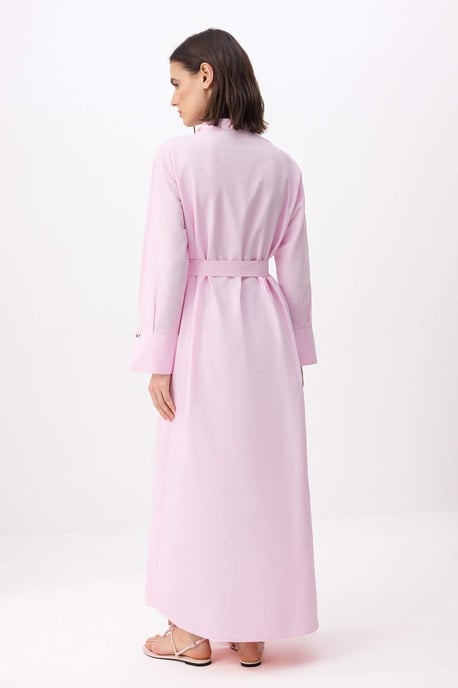 Rosa platt maxiklänning med A-linjeformad hijab för kvinnor - Image 3