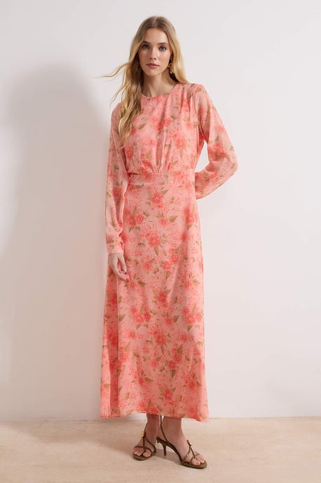 Lange maxi-jurk met bloemenprint voor dames, casual/dagelijks, A-lijn model, geschikt voor hijab. - Image 1