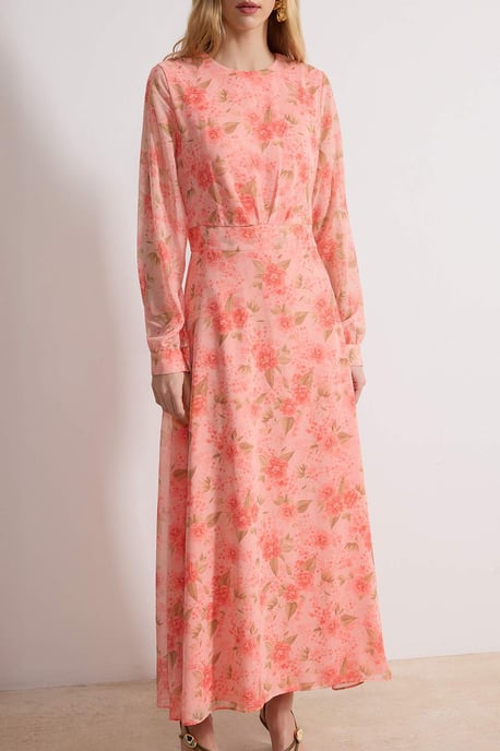 Lange maxi-jurk met bloemenprint voor dames, casual/dagelijks, A-lijn model, geschikt voor hijab. - Image 2