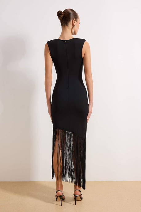 Damklänning med platt, ärmlös chic/nattliknande bodycon-mönster - Image 3