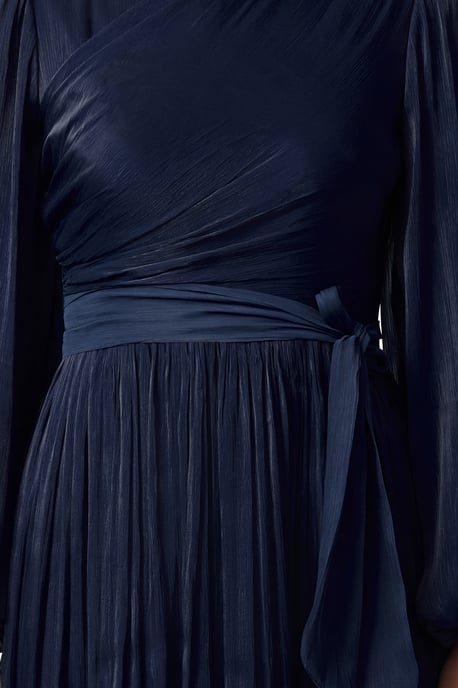 Damesjurk, marineblauw, recht model, lang, stijlvol/nachtelijk, normale hijab-avondjurk - Image 2