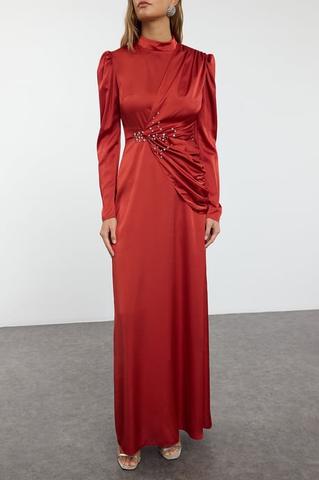 Damklänning med rak maxi-krage och elegant/nattliknande hijab-klänning - Image 2
