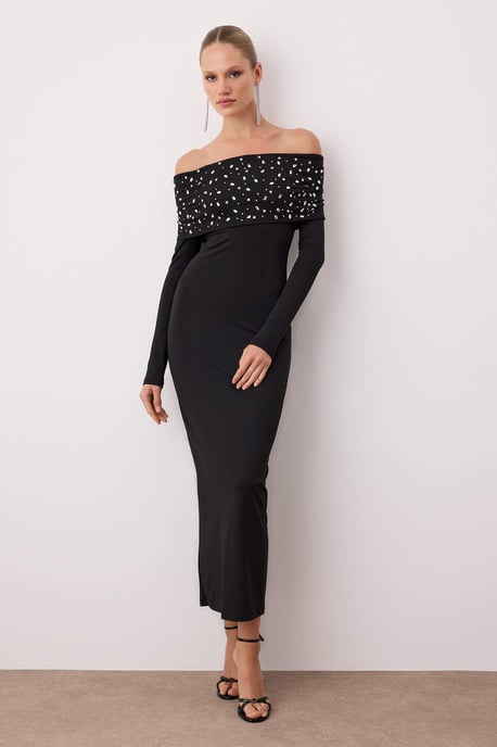 Damklänning med platt maxi-lång chic/nattklänning och bodycon - Image 4