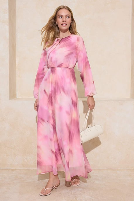 Damklänning med gradientmönster, lång A-linjeformad hijab, avslappnad/vardaglig modell - Image 1