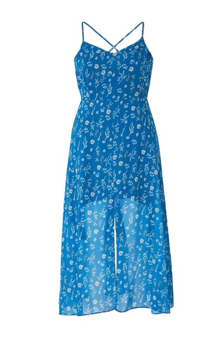 Curve Damklänningar med ärmlös blommig A-linjeformad maxiklänning i plusstorlek för blåa och blommiga - Image 1