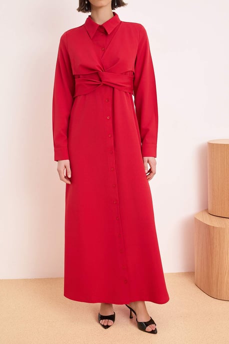 Damklänning med platt maxi-krage, avslappnad/vardaglig hijab-linje - Image 2