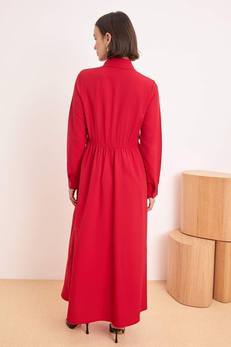 Damklänning med platt maxi-krage, avslappnad/vardaglig hijab-linje - Image 3