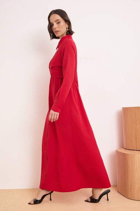 Damklänning med platt maxi-krage, avslappnad/vardaglig hijab-linje - Image 6