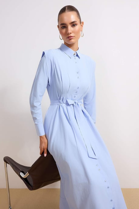 Dames platte maxi lange casual/dagelijkse skater hijab jurk - Image 6