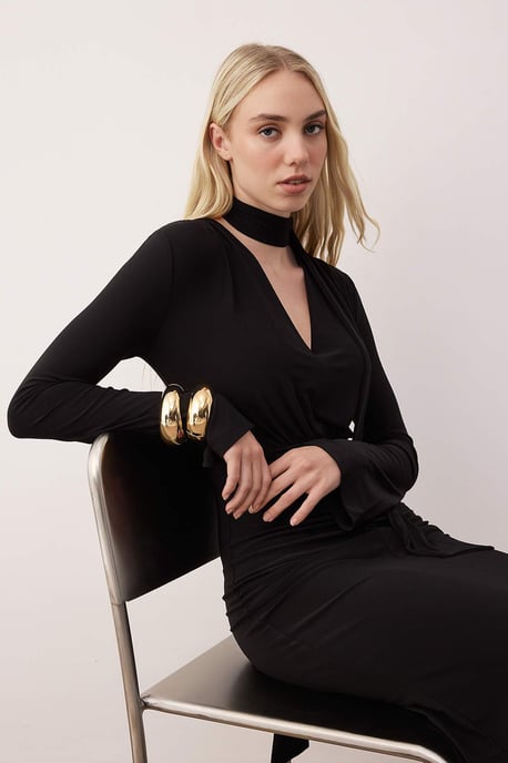 Dames platte maxi lange chique/nacht bodycon jurk - Image 4