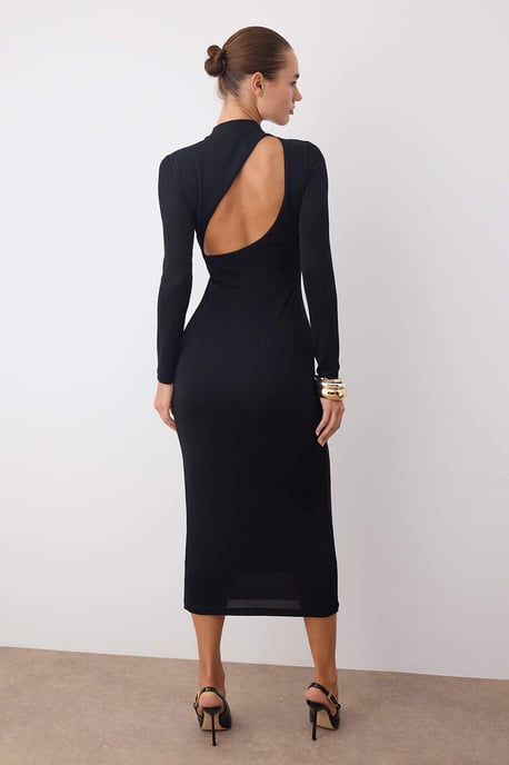 Unifarben maxiklänning med lång bodycon för examen/bal, dammodell - Image 3