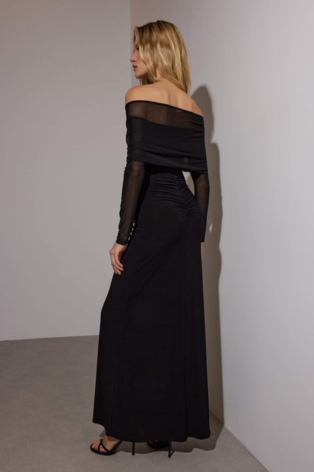 Platt maxiklänning med lång bodycon för examen/bal, damer - Image 3