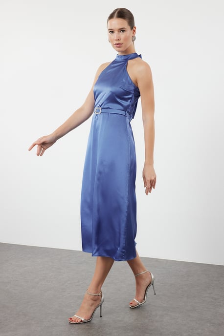 Damesjurken Blau Unifarben Midi Mouwloos Afstudeer-/Galajurken - Image 1