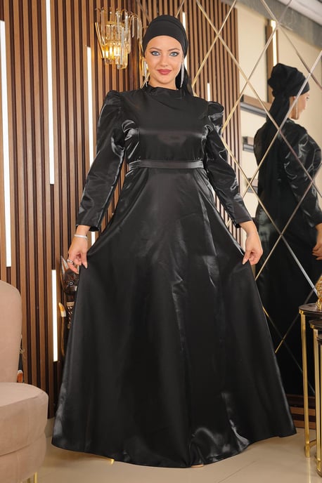 Axel Veckad Plus size Aftonklänning Svart - Image 3