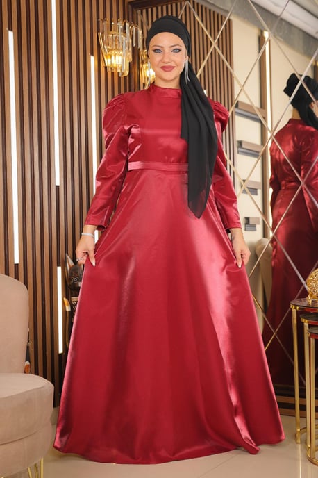 Axel Veckad Plus size Aftonklänning Burgundy - Image 2