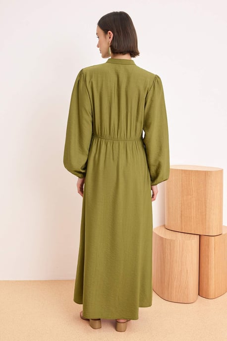 Grön platt maxiklänning med A-linjeformad hijab för kvinnor - Image 3