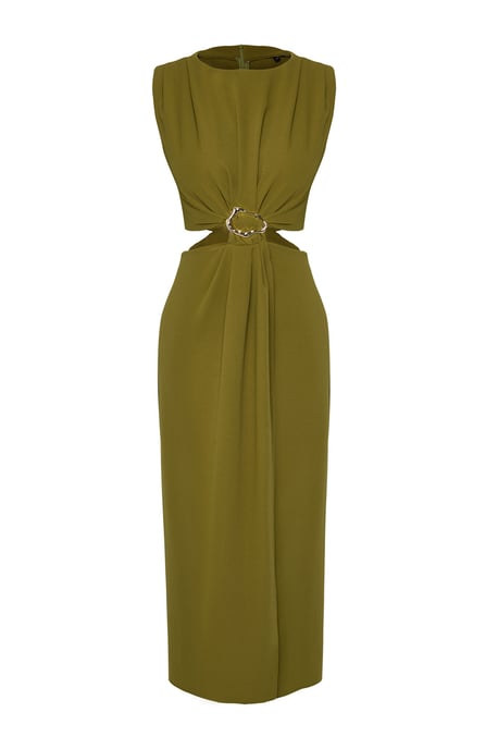 Groene, rechte, mouwloze midi-jurk voor dames, geschikt voor overdag en 's avonds. - Image 1