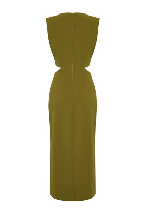 Groene, rechte, mouwloze midi-jurk voor dames, geschikt voor overdag en 's avonds. - Image 2