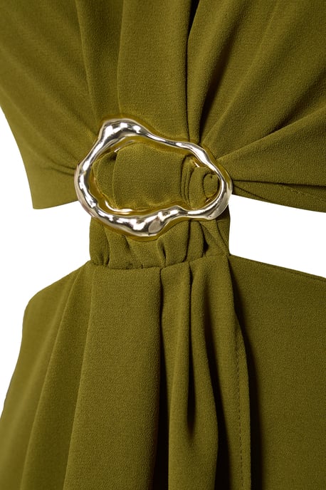Groene, rechte, mouwloze midi-jurk voor dames, geschikt voor overdag en 's avonds. - Image 4