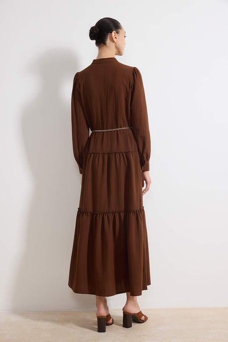 Damklänning med platt maxi-krage, avslappnad/vardaglig hijab-linje - Image 3