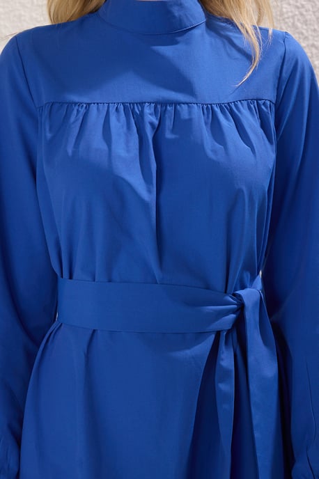 Blå rak LÅNG LÅNG Casual/Vardags avslappnad hijabklänning för kvinnor - Image 2