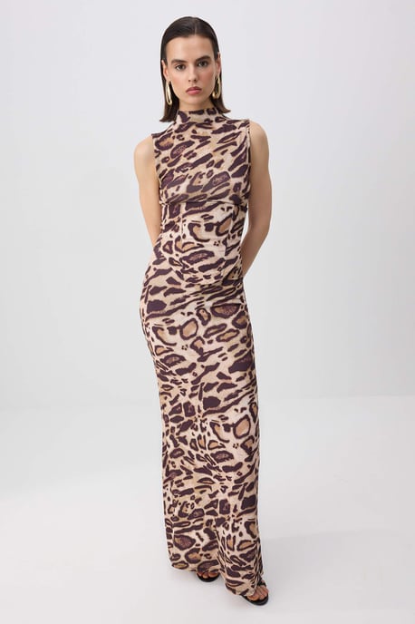 Platt maxiklänning med ärmlös bodycon-detaljer för kvinnor - Image 4