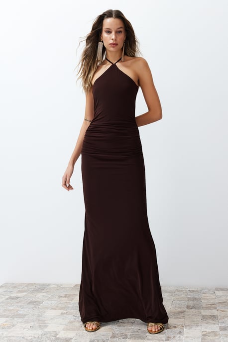 Women's Unifarben Long Long Graduation / Prom Fitted Evening & Prom Dress - Image 1