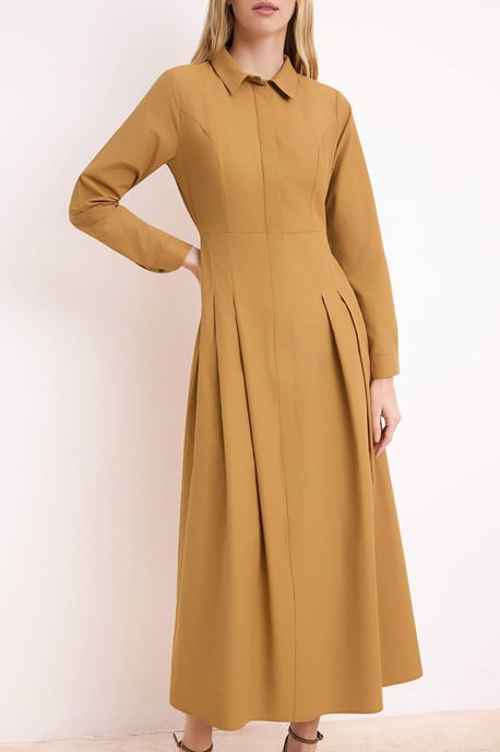 Brun platt maxilång klänning med A-linjeformad hijab för damer, avslappnad/vardaglig - Image 2