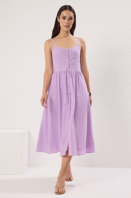 Women's Purple Flowering Midi hanging Casual/Daily Regular Dress - Image 1