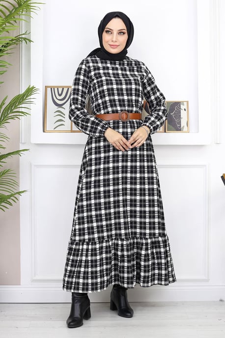 Med volanger Hijab Klänning Svart - Image 2