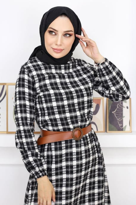 Med volanger Hijab Klänning Svart - Image 4