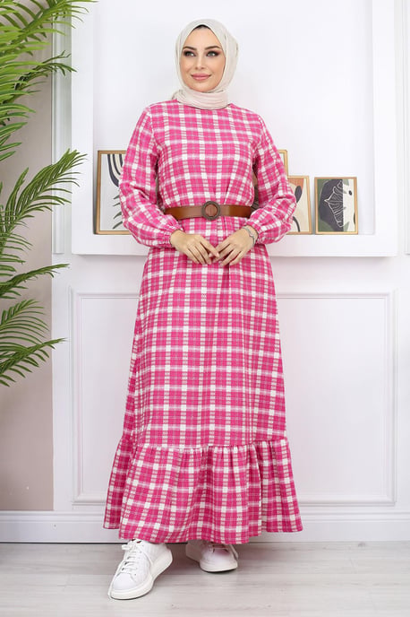 Med volanger Hijab Klänning Rosa - Image 2