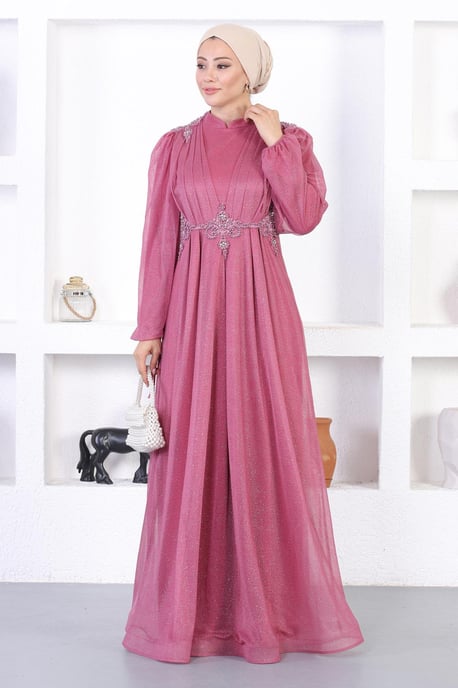 Parelmeer Kant Glitter Avondjurk Oud roze - Image 1