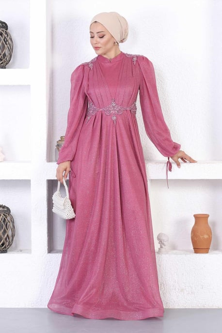 Parelmeer Kant Glitter Avondjurk Oud roze - Image 3